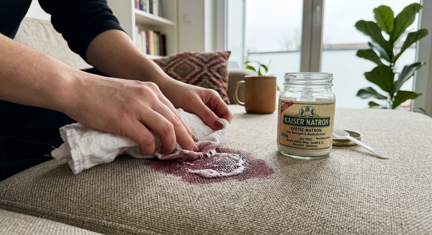 Reinigung von Rotweinflecken auf Sofa